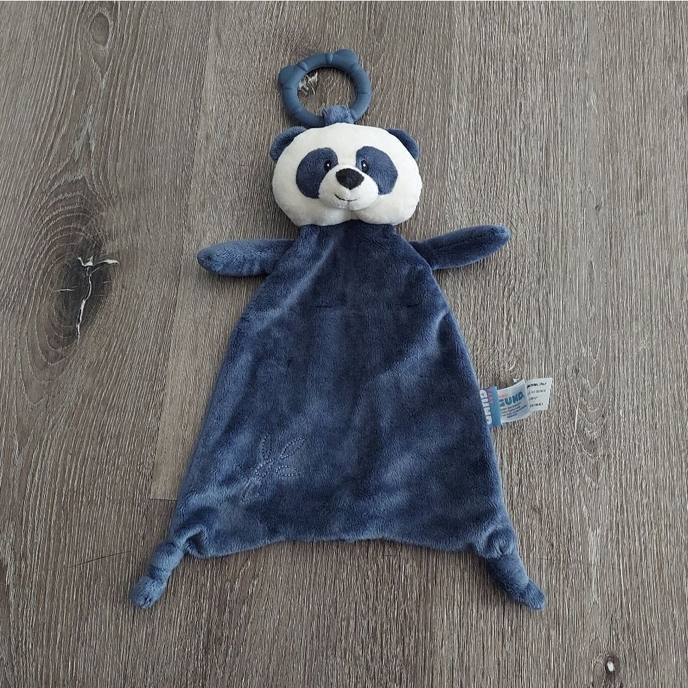 Baby Gund Toothpick Blue White Plush PANDA Teether Lovey Security Blanket